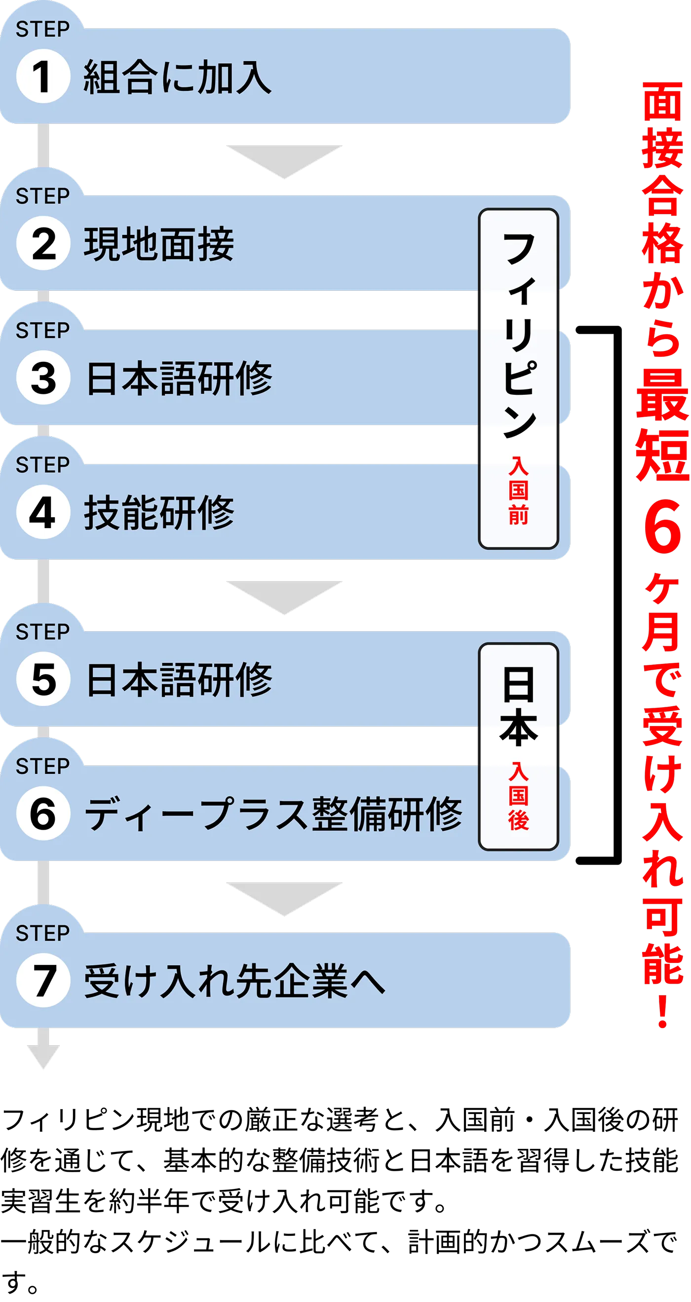外国人技能実習生の受け入れまでの流れ：面接合格から最短6ヶ月